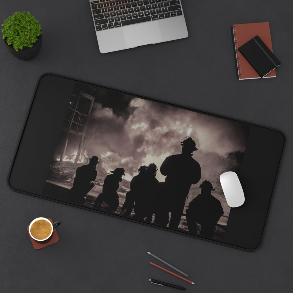 Firefighter Silhouette Desk Mat – Inspirational Fire Rescue Mouse Pad