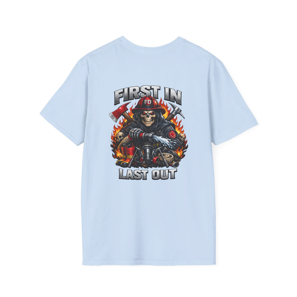 Firefighter Skull 'First In, Last Out' T-Shirt