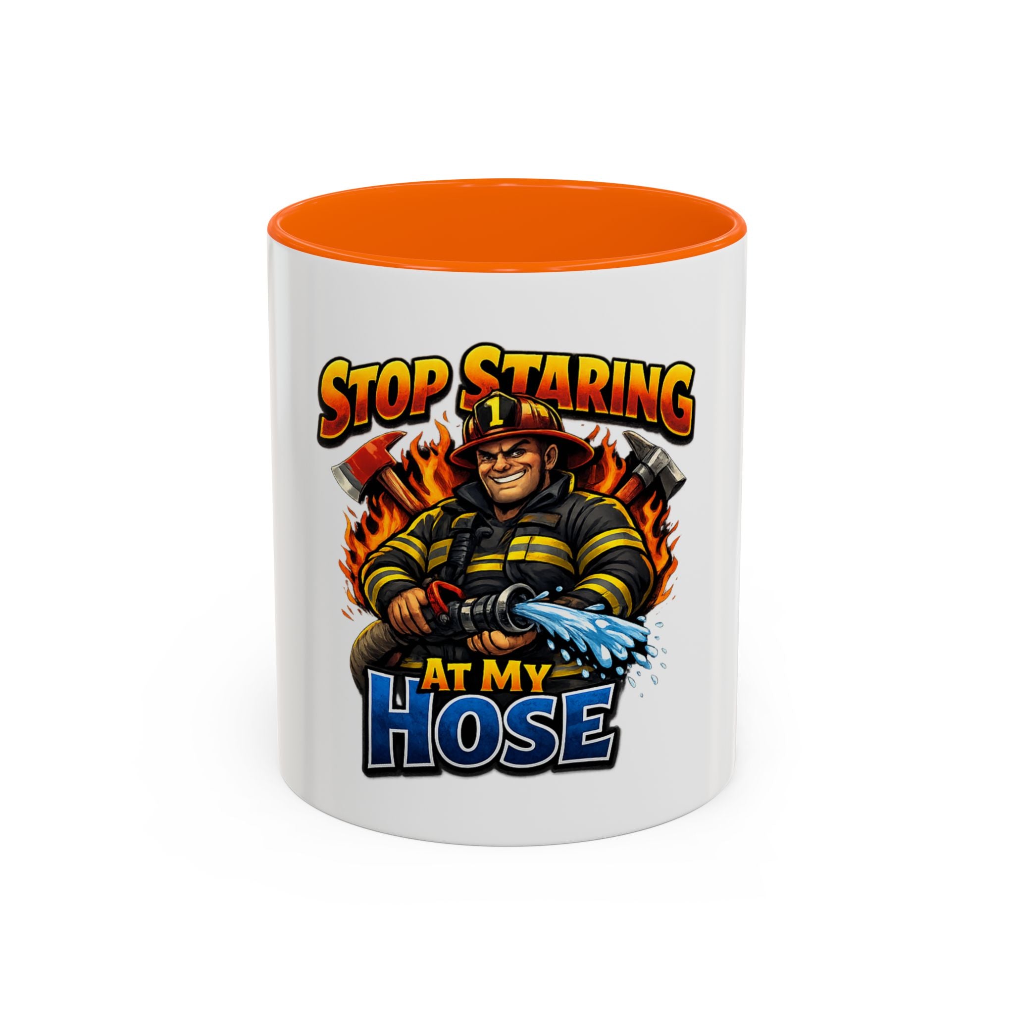 Stop Staring At My Hose Firefighter Coffee Mug