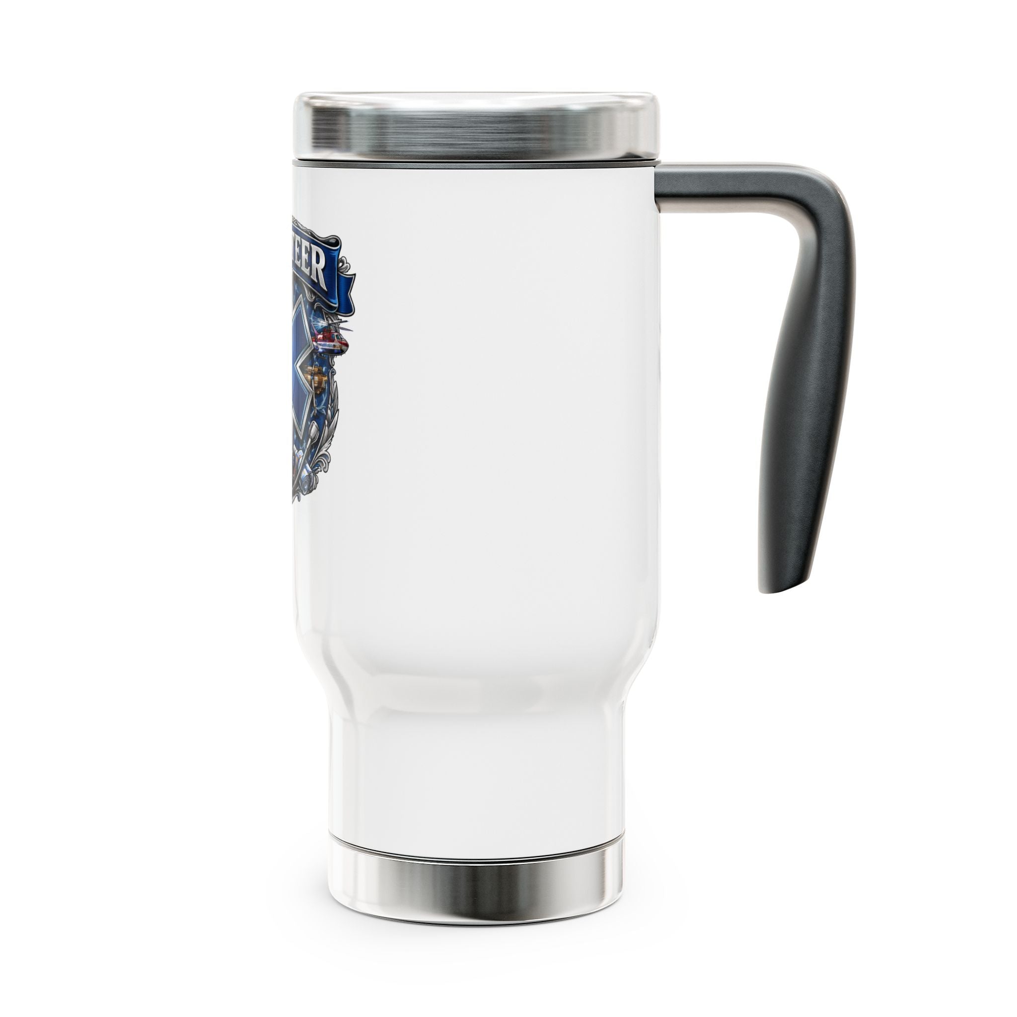 EMS Volunteer Stainless Steel Travel Mug with Handle, 14oz