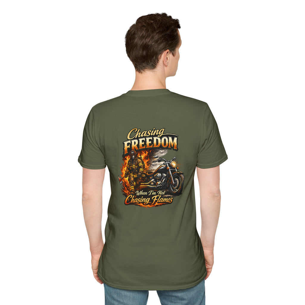 Chasing Freedom Motorcycle T-Shirt — “Chasing Flames” Biker Tee