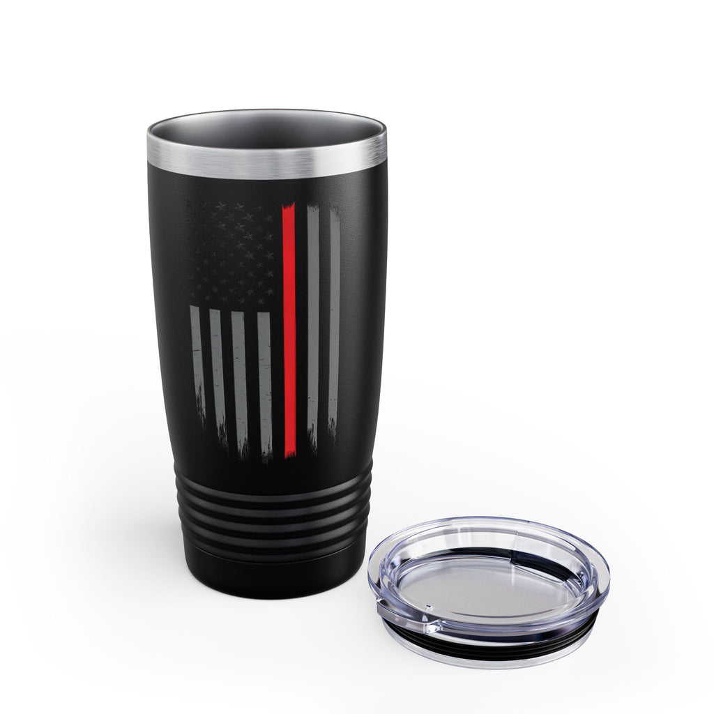 20oz Thin Red Line Tumbler — Stainless Insulated Firefighter Travel Cup