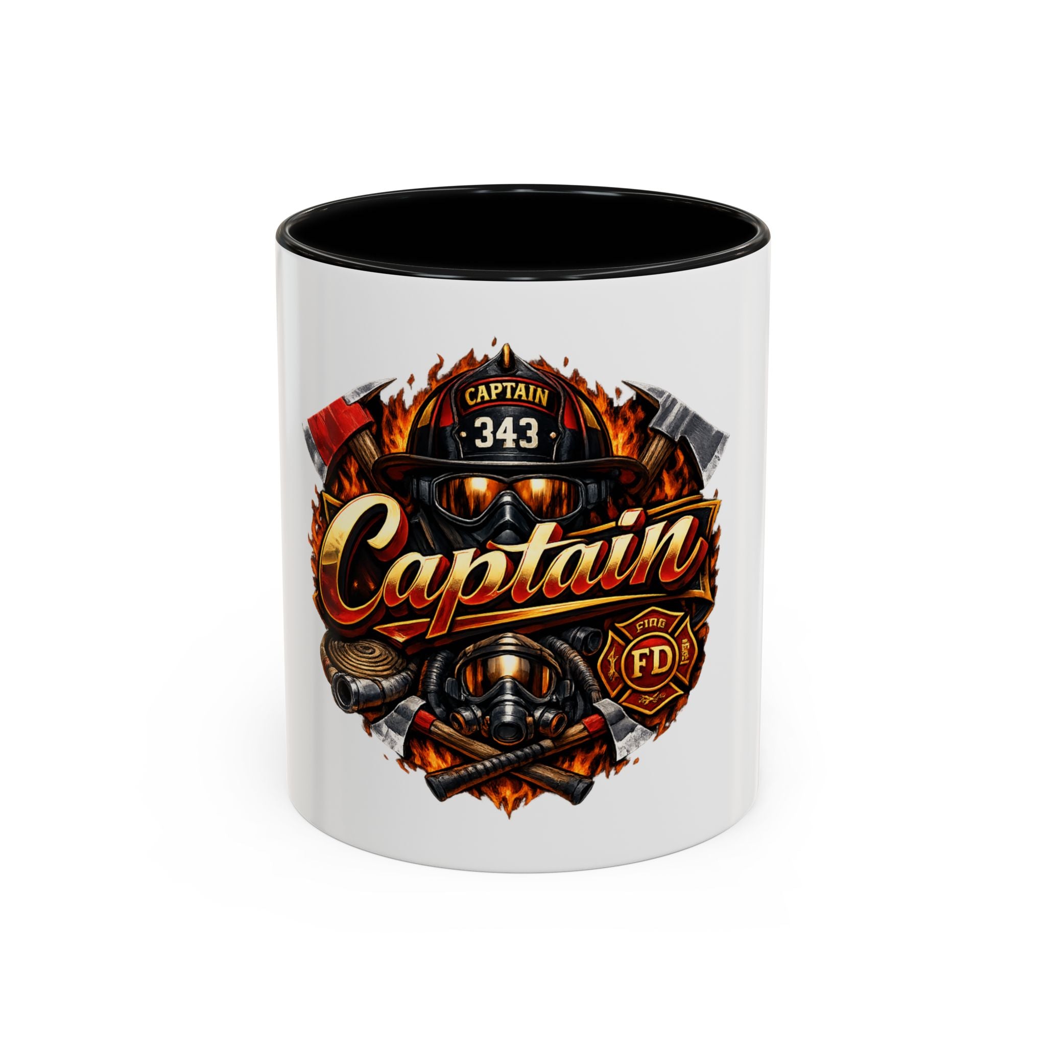 Captain Firefighter Coffee Mug — 'Captain' Fire Rescue Emblem Accent Mug (11/15oz)