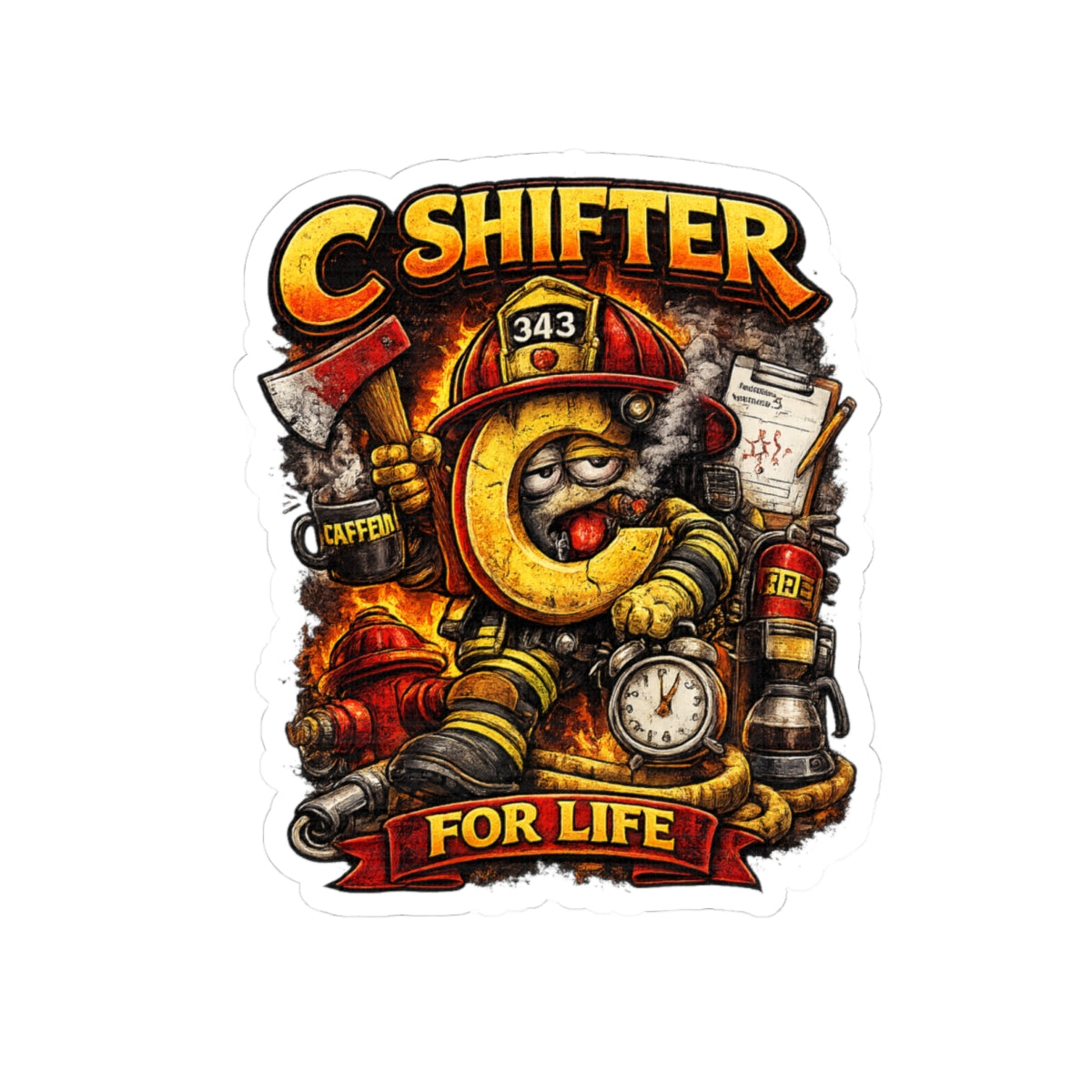 Firefighter 'C Shifter For Life' Kiss-Cut Sticker – Funny Firefighter Gear Decal