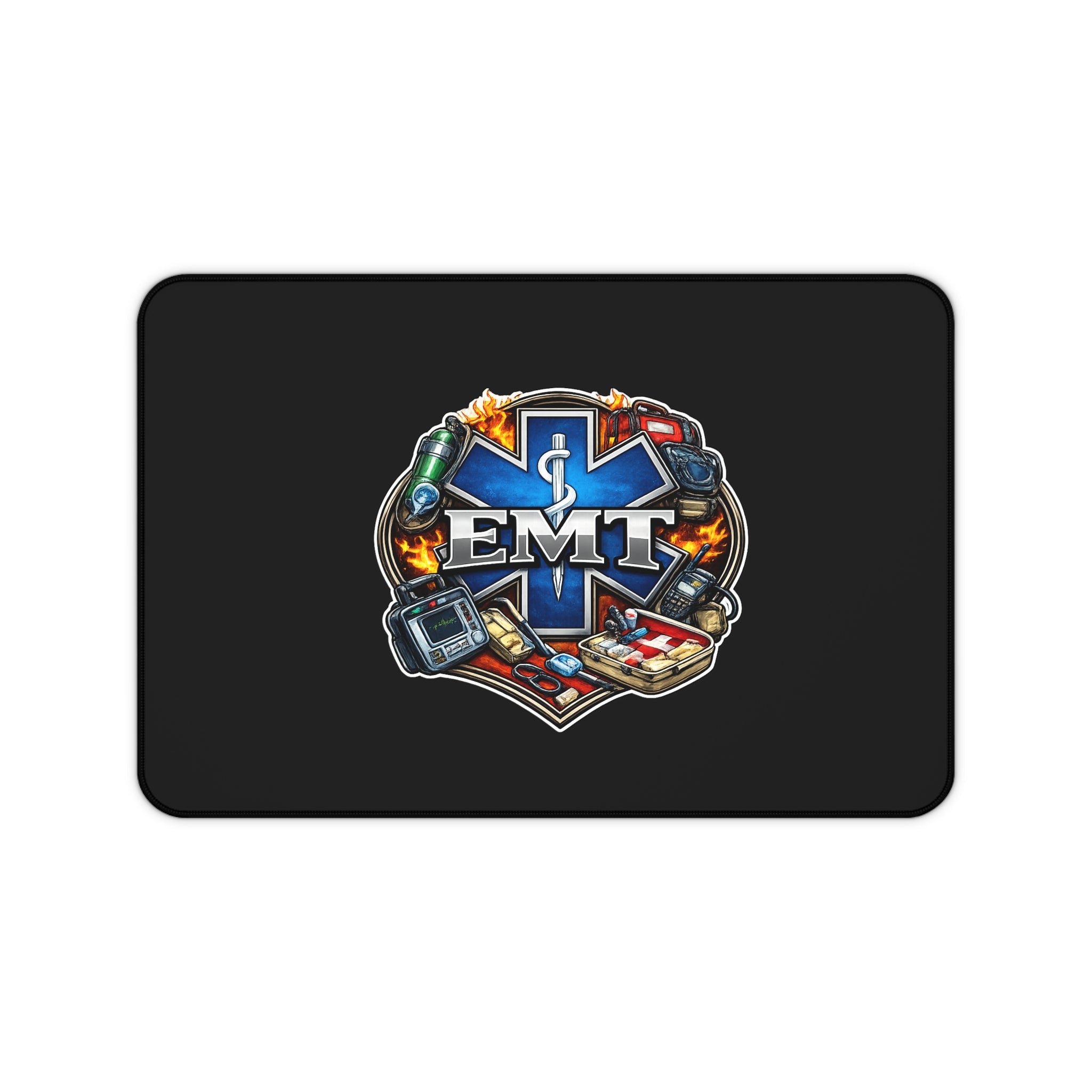 EMT Medic Desk Mat — Emergency Medical Technician Logo Mouse Pad