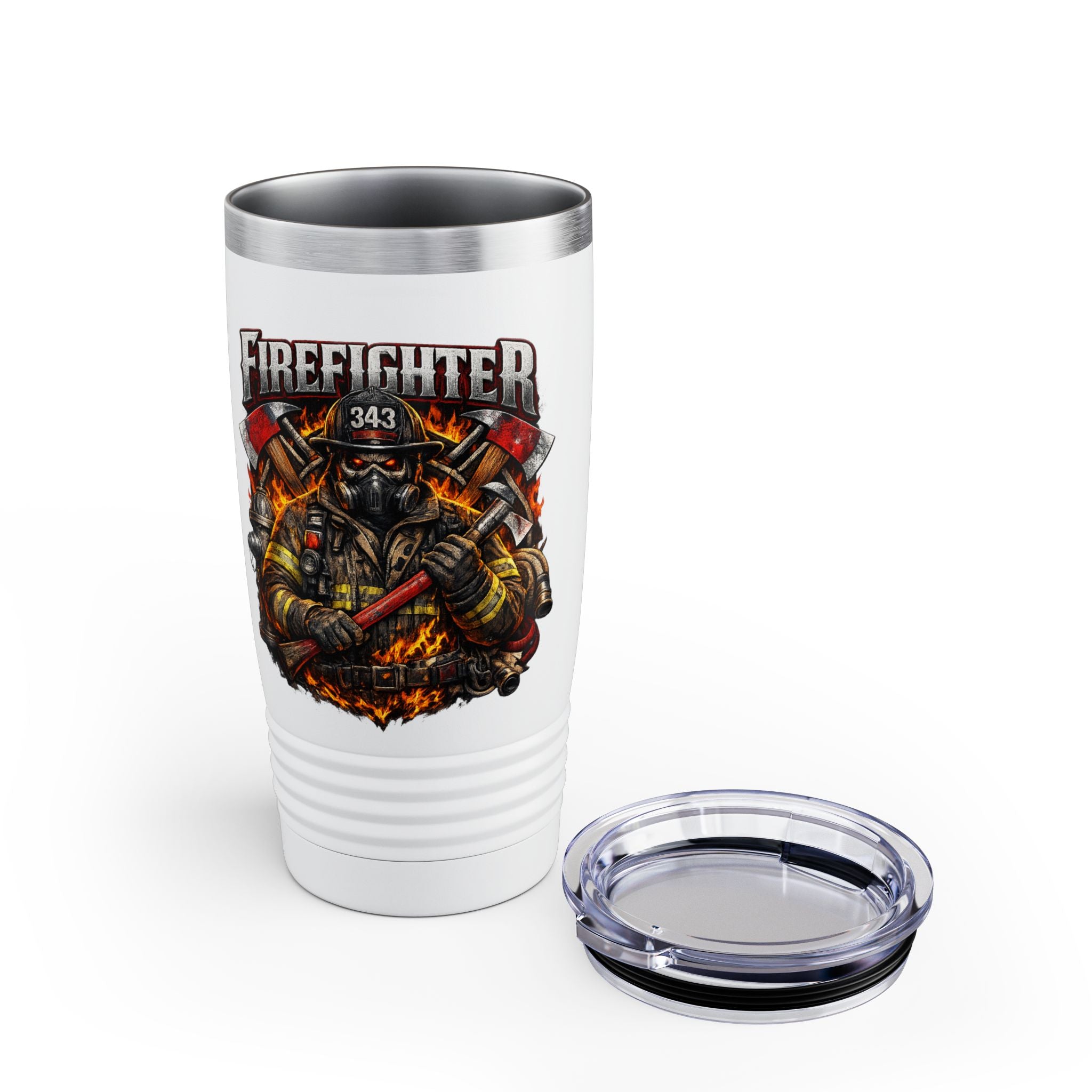 Firefighter 20oz Tumbler — '343' Firefighter Badge Insulated Travel Cup
