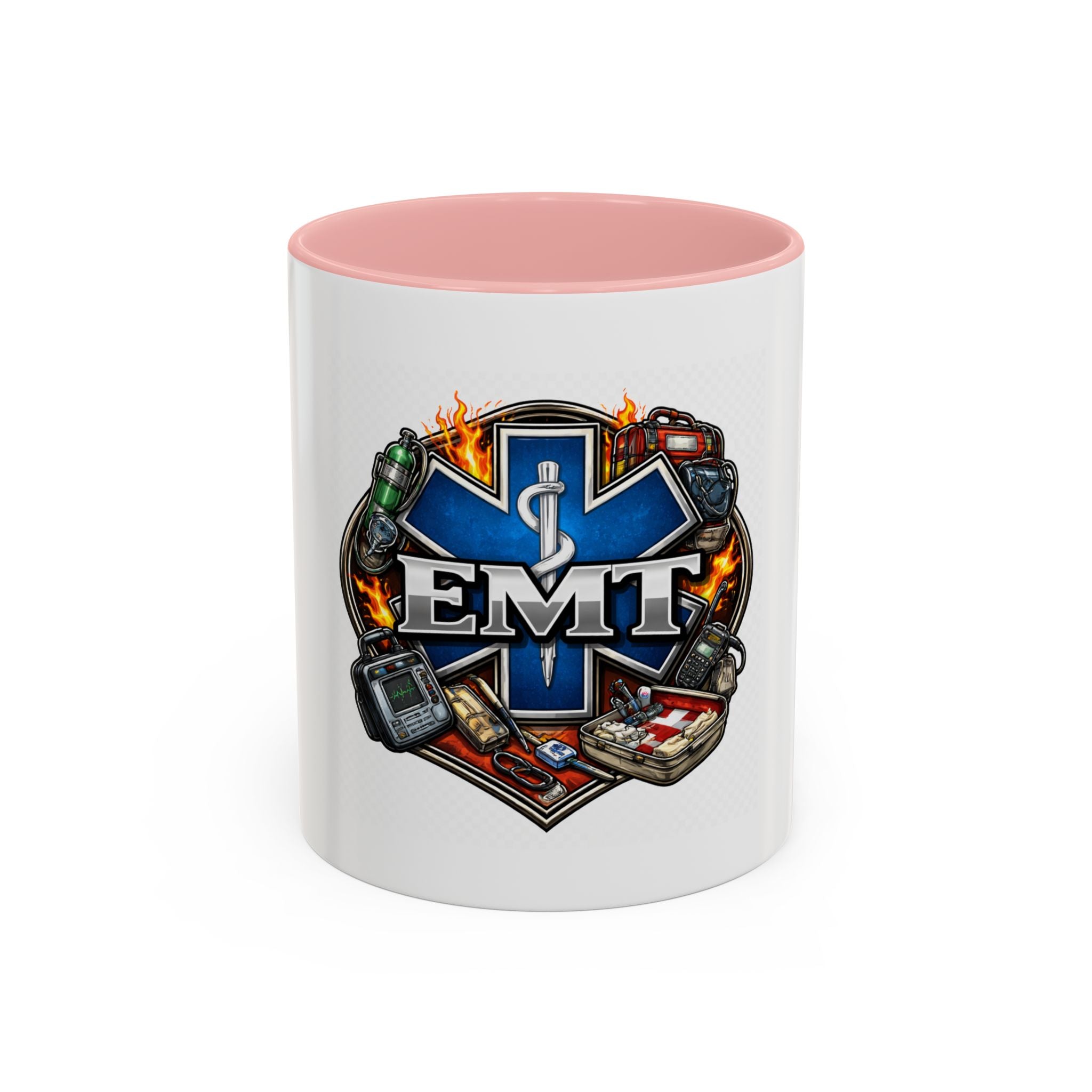 EMT Star of Life Accent Coffee Mug – Paramedic Emergency Medical Technician Gift (11/15oz)