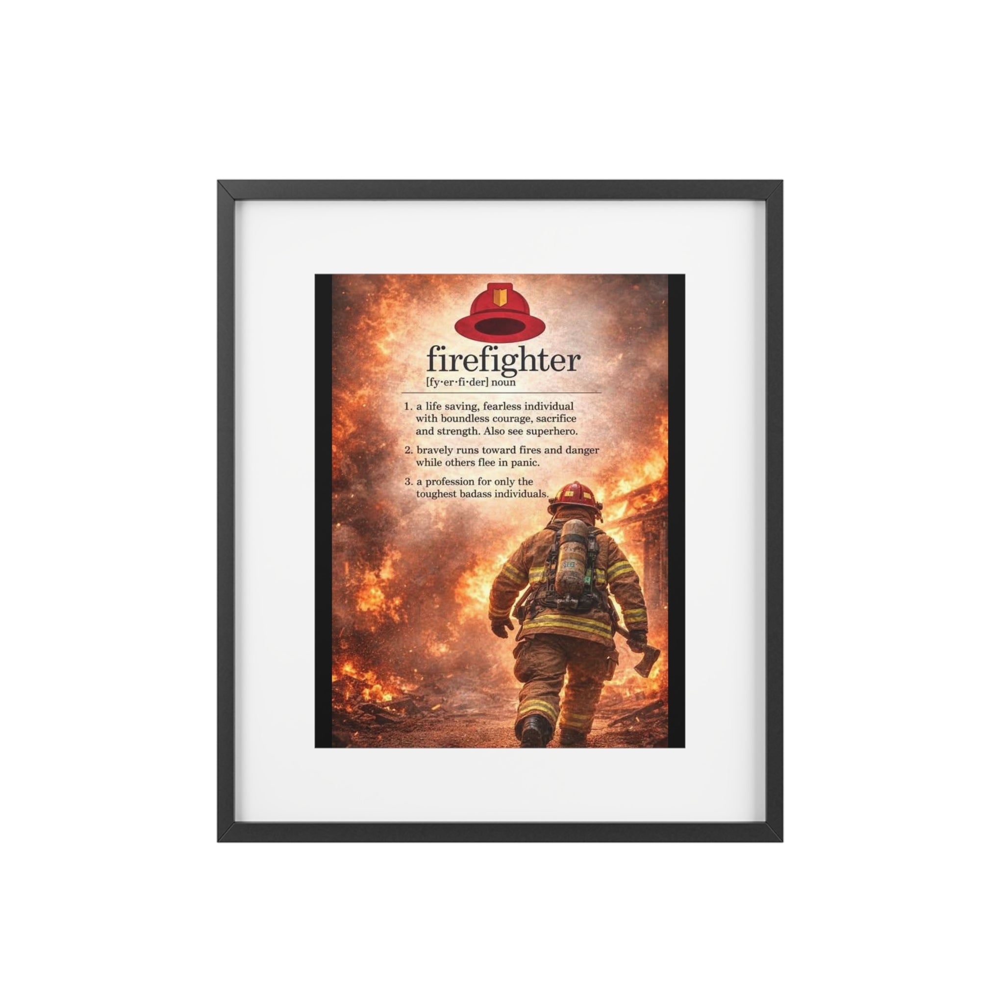 Firefighter Tribute Framed Poster — Matte Memorial Wall Art