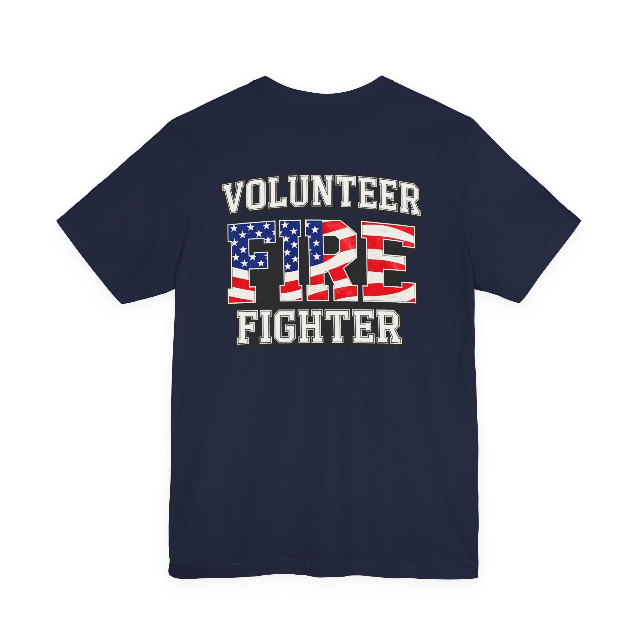 Volunteer Firefighter T-Shirt — Patriotic American Flag Fire Graphic