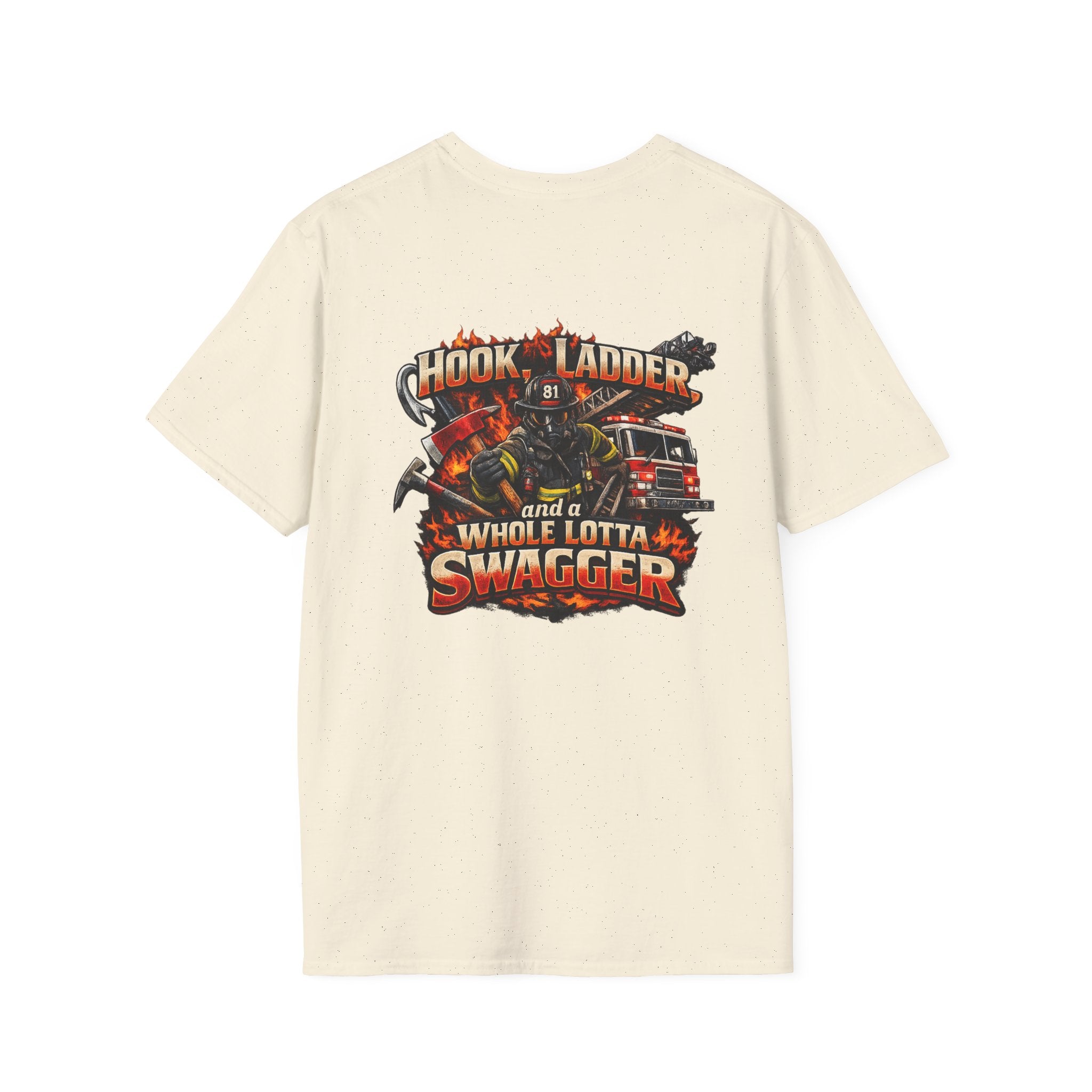Firefighter T-Shirt — "Hook, Ladder and a Whole Lotta Swagger" Graphic Tee