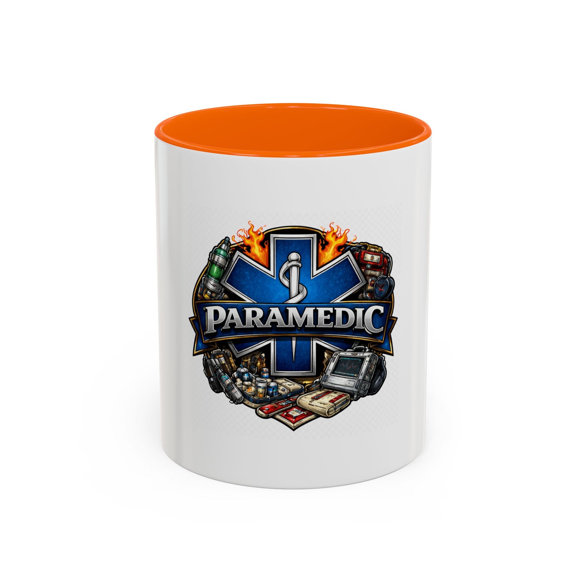 Paramedic Emblem Accent Coffee Mug — EMS Star of Life Design