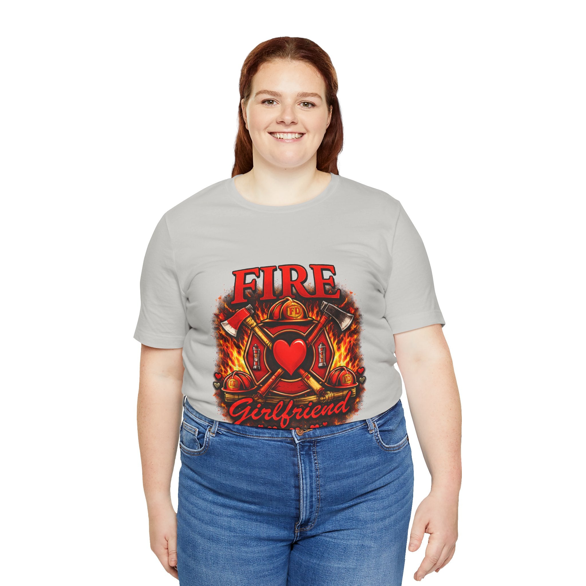 Firefighter Girlfriend T-Shirt — Fire Department Heart Logo Tee