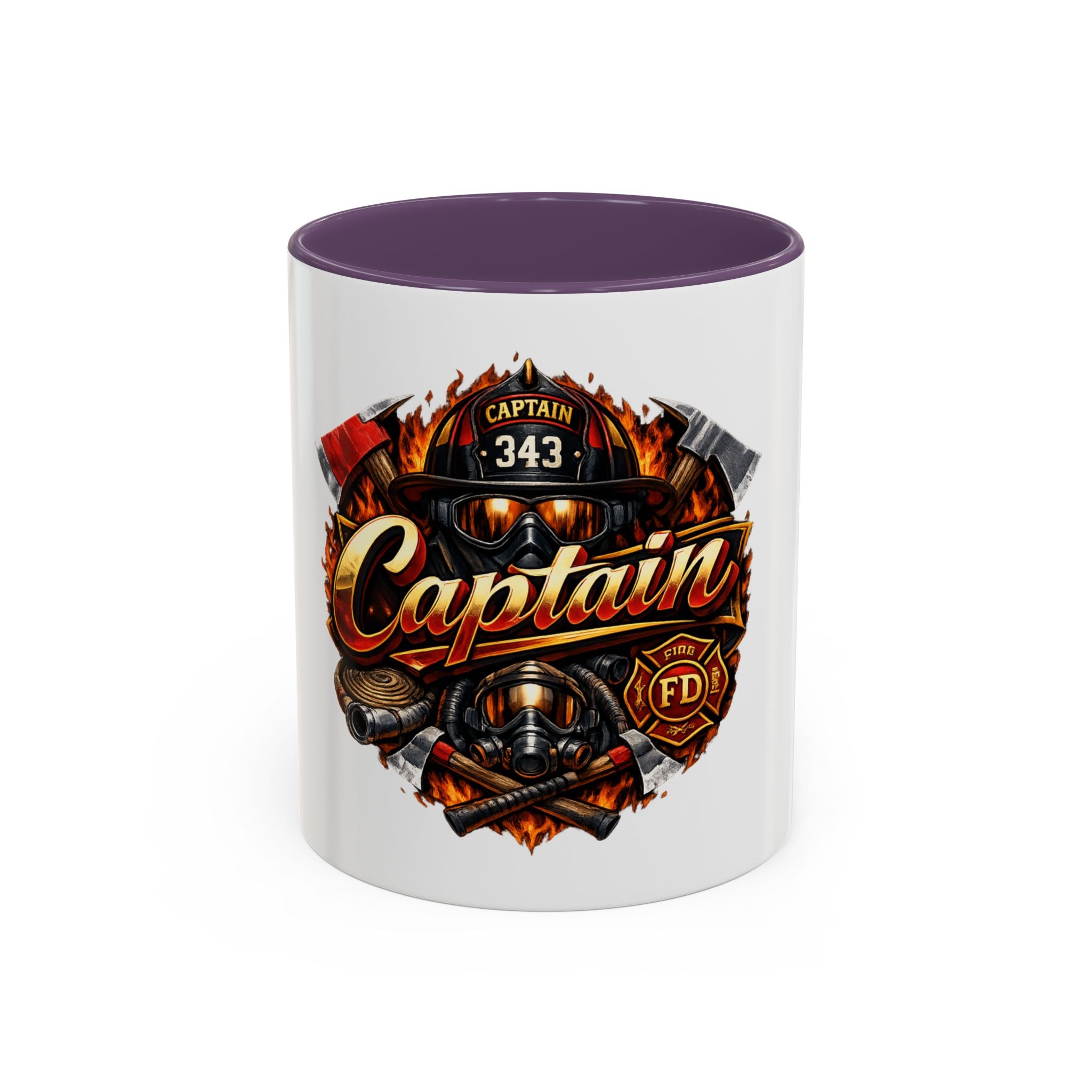 Captain Firefighter Coffee Mug — 'Captain' Fire Rescue Emblem Accent Mug (11/15oz)
