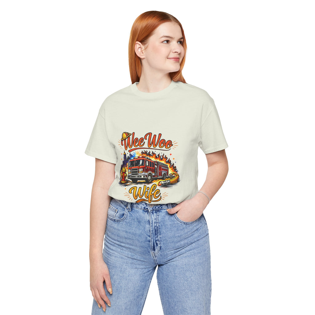 Firefighter Wife T-Shirt – "Wee Woo Wife" Fire Truck Graphic Tee
