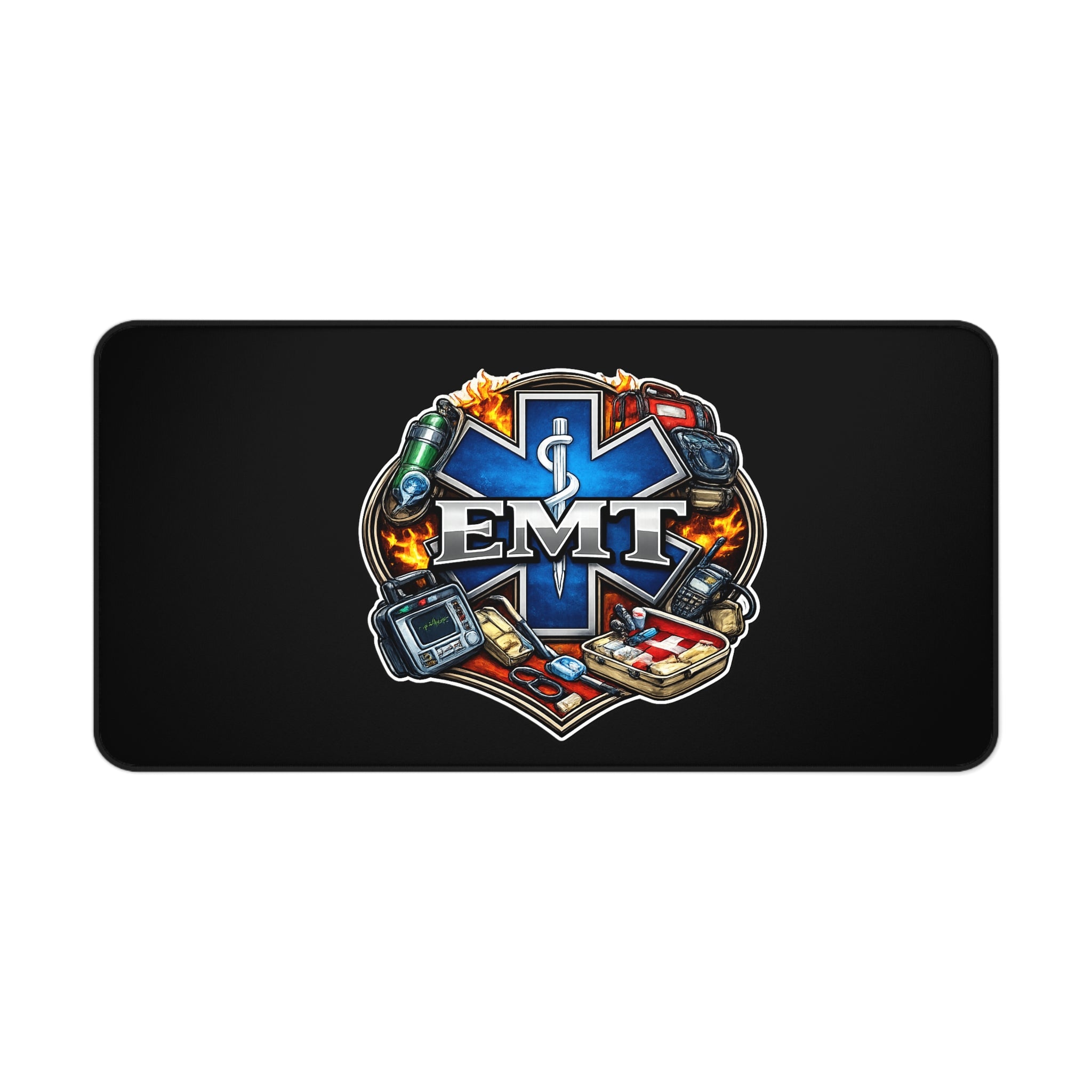 EMT Medic Desk Mat — Emergency Medical Technician Logo Mouse Pad