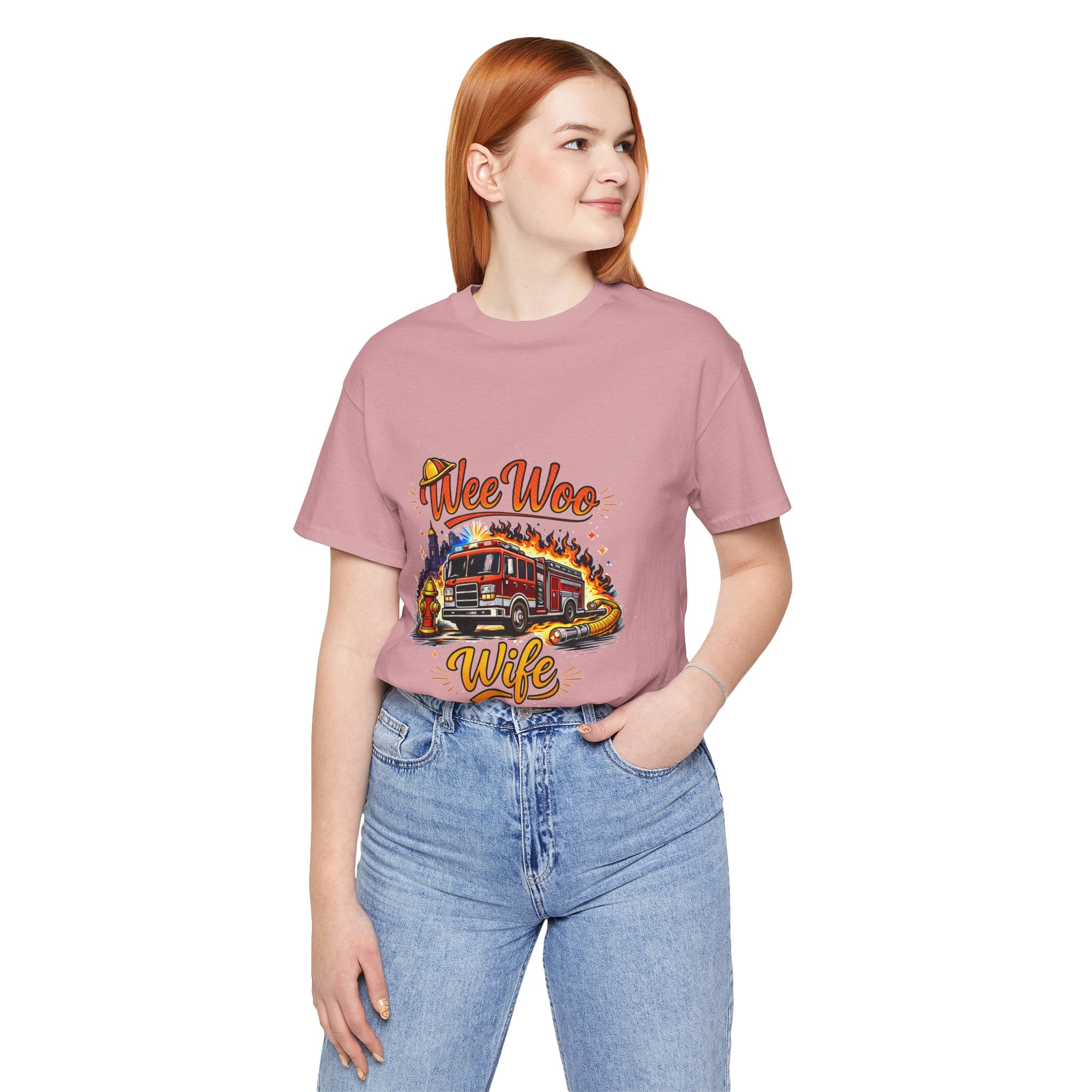Firefighter Wife T-Shirt – "Wee Woo Wife" Fire Truck Graphic Tee