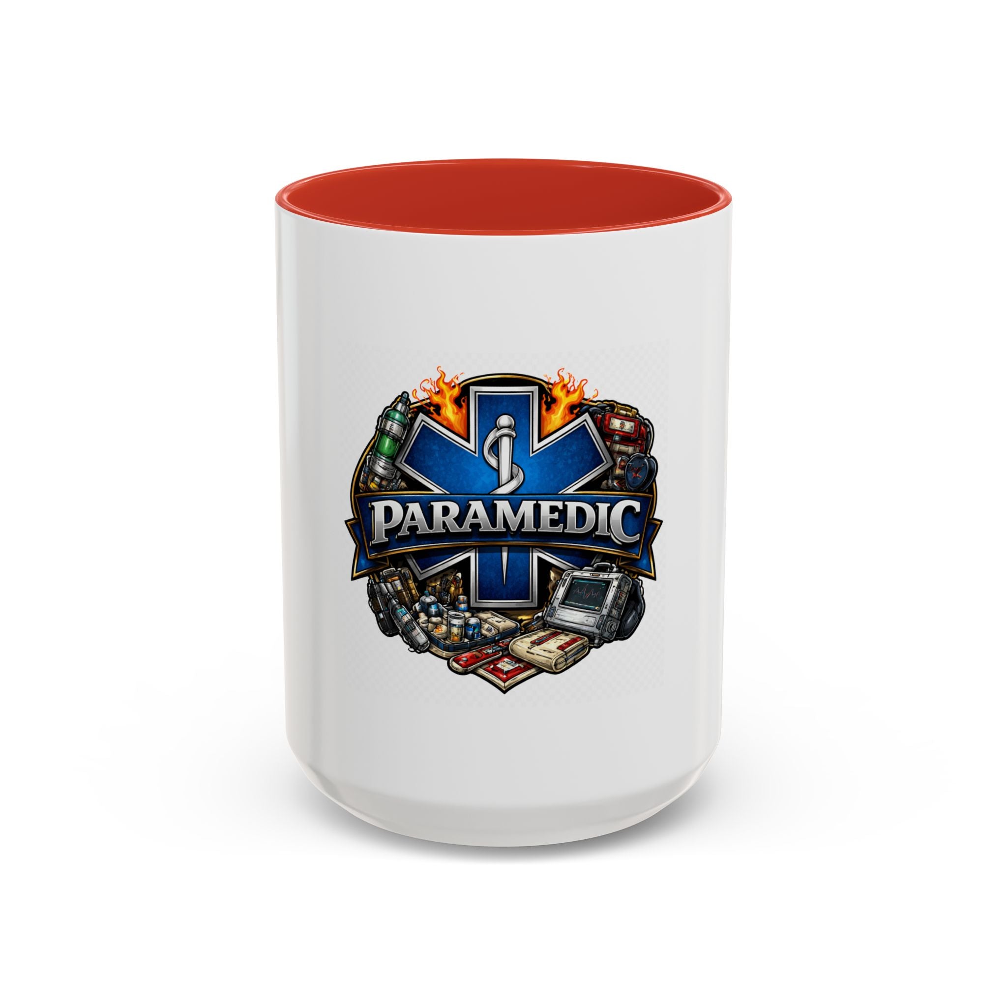 Paramedic Emblem Accent Coffee Mug — EMS Star of Life Design