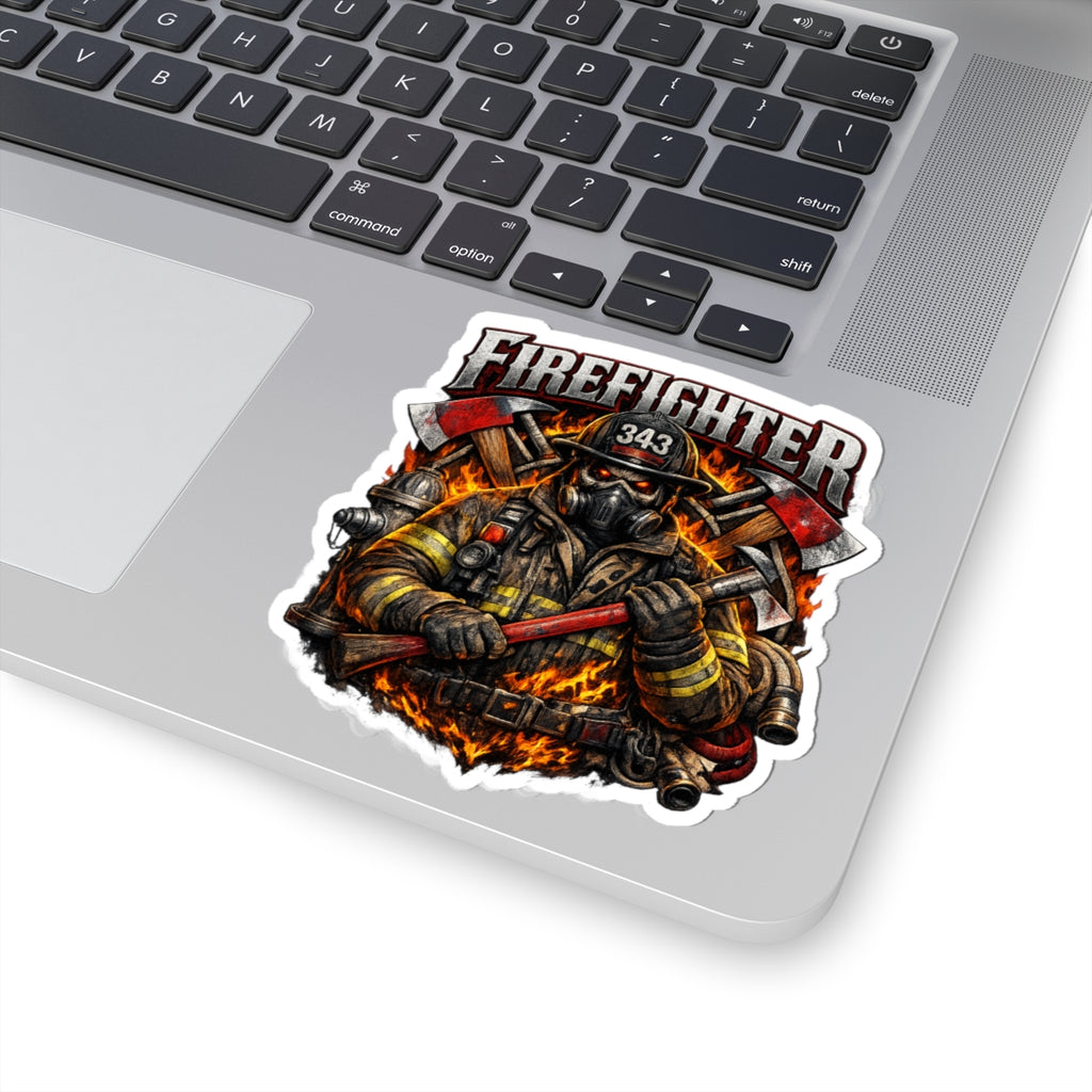 Firefighter Sticker — Fierce Firefighter Emblem Kiss-Cut Sticker (343)