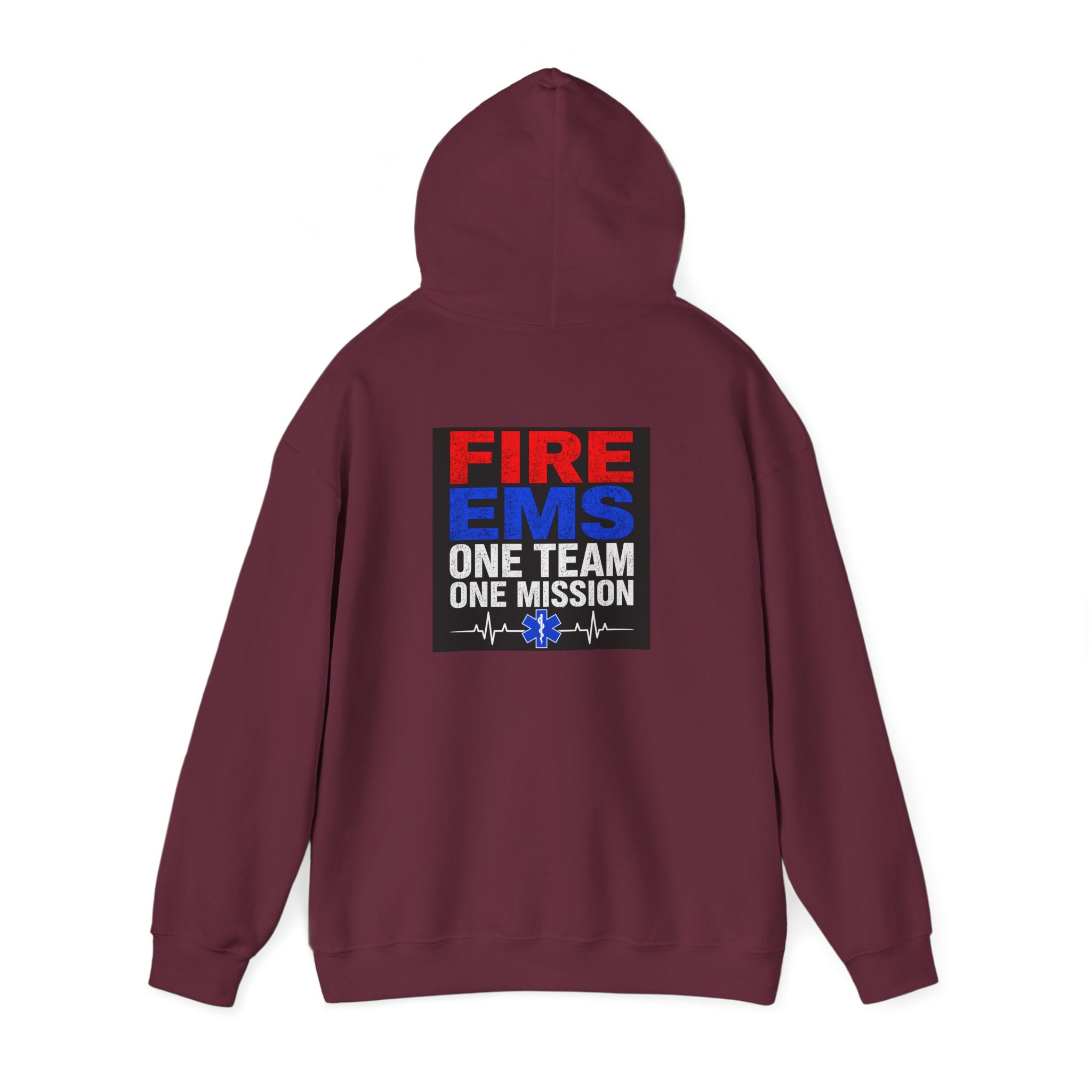 Fire & EMS Hoodie — "One Team One Mission" Back Graphic Pullover