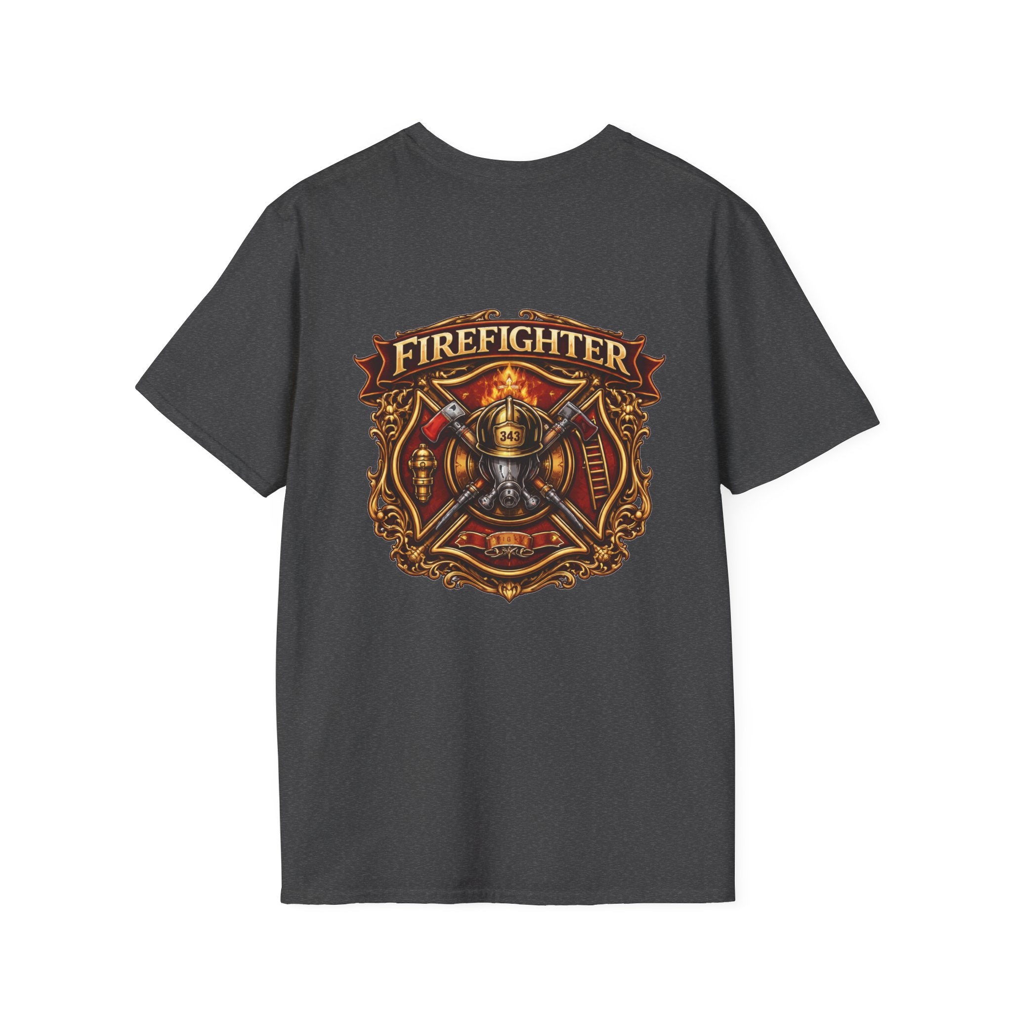 Firefighter Badge T-Shirt — Vintage Firefighter Helmet & Axes Tee