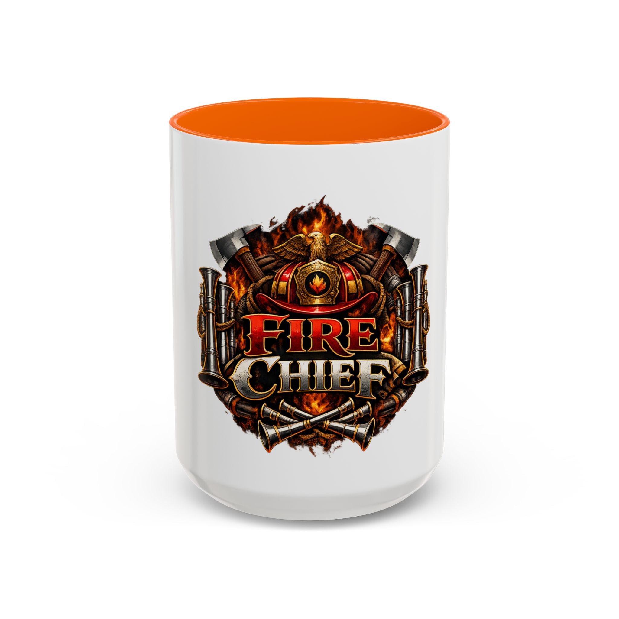 Fire Chief Coffee Mug — Firefighter Badge Emblem Accent Mug (11/15oz)