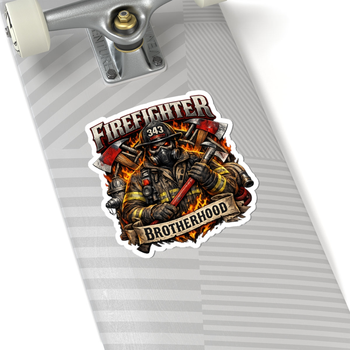 Firefighter Brotherhood Kiss-Cut Sticker — Courageous Firefighter Emblem